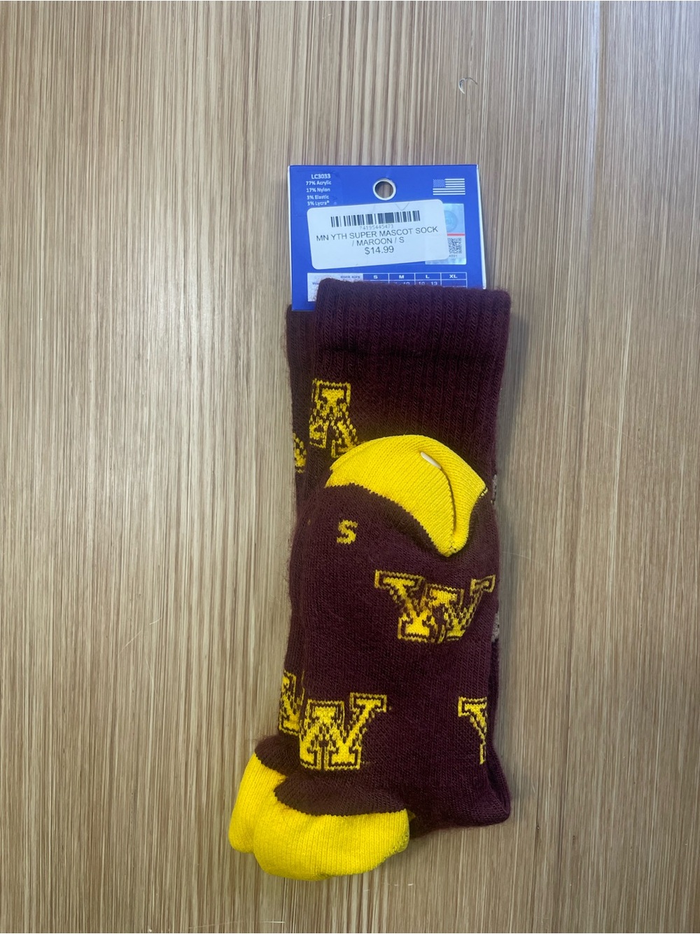 TCK Comfort University of Minnesota Golden Gophers Youth Mascot Socks